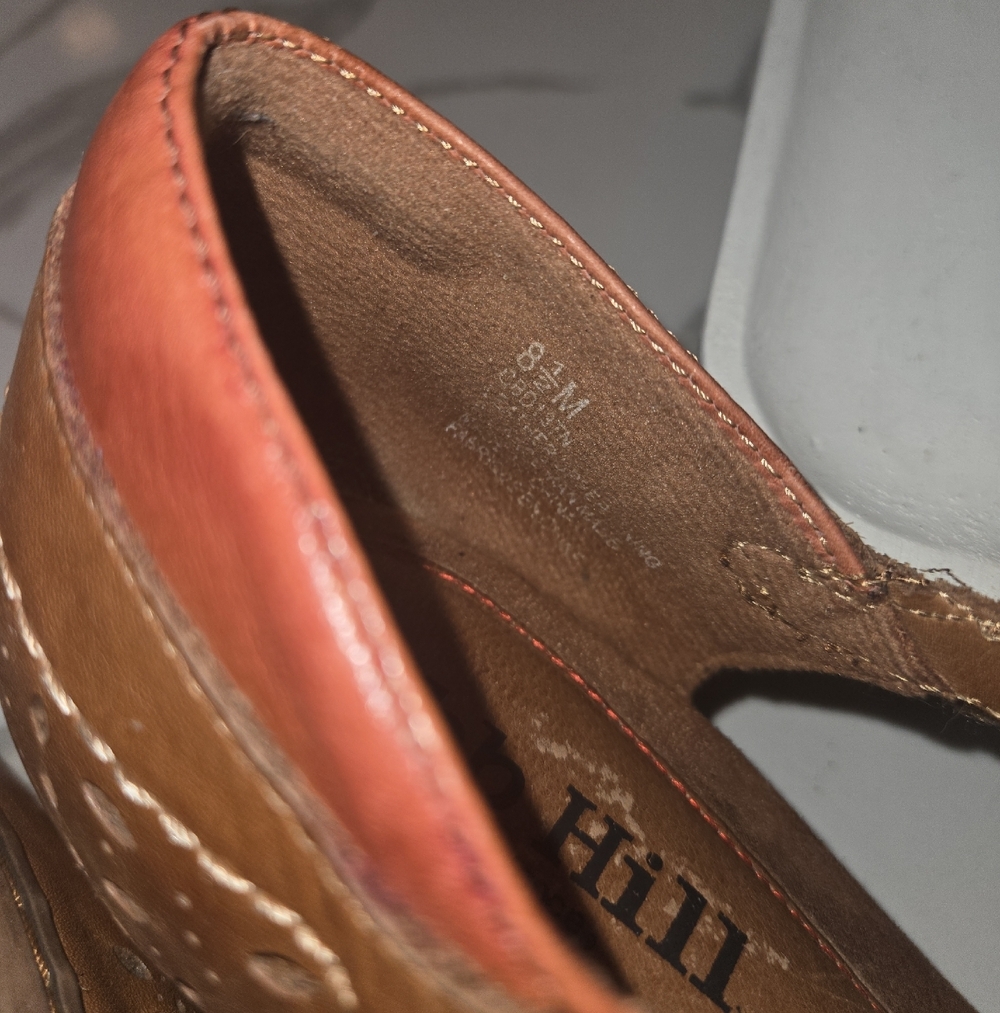 Cobb Hill Leather Eyelet Open Toe Mary Jane Kitten Heel Sandals Boho Brown 8.5 - Picture 8 of 8